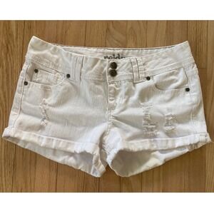 Y2K Reign White Distressed Junior 7 Jean Shorts Coastal Cowgirl Western‎ Summer